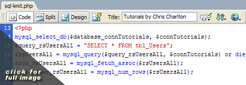 Let's compare the code before we apply a limited Repeat Region